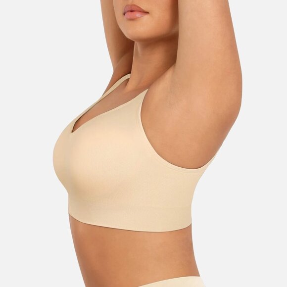 Feelingirl NWT Built-in Soft Cups Full Coverage Wireless Bra, Butter Cream L - Picture 2 of 8